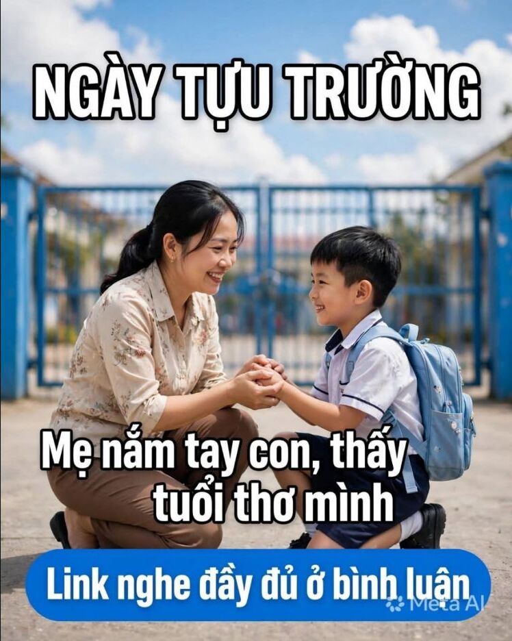Mẹ nắm tay con trong ngày tựu trường